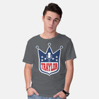 Model wearing charcoal Traylor – Music Graphic T-Shirt