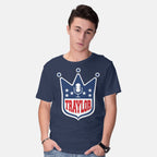 Model wearing navy Traylor – Music Graphic T-Shirt