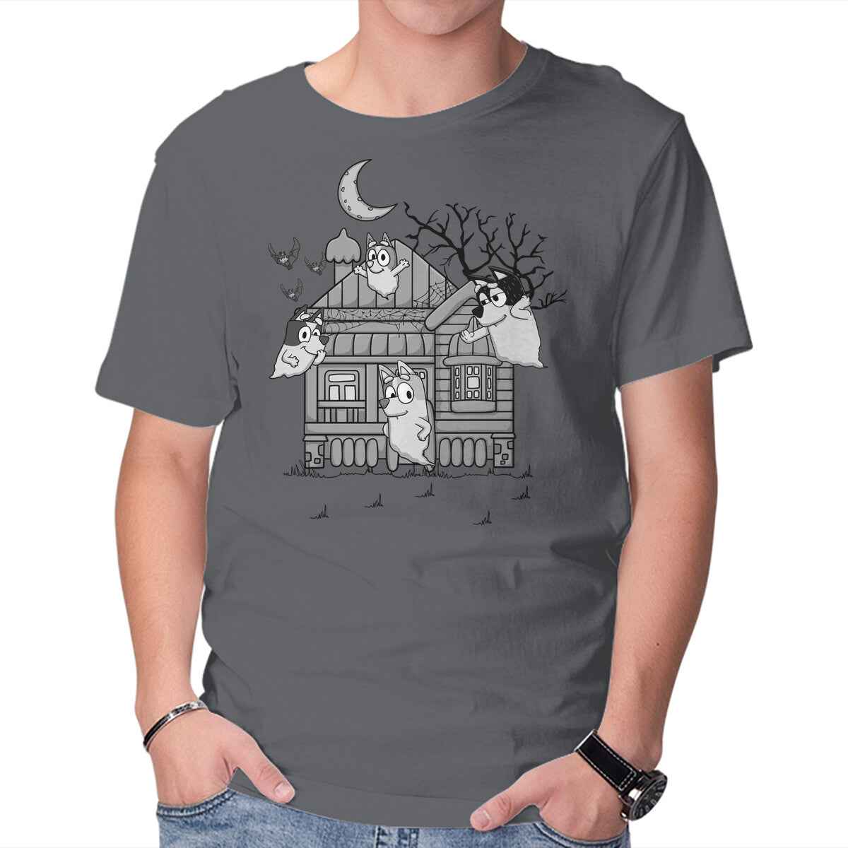 Bluey Haunted House – Dog Graphic T-Shirt