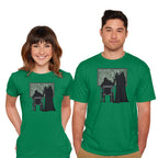 Model wearing green Force 101 – Sci-Fi Graphic T-Shirt