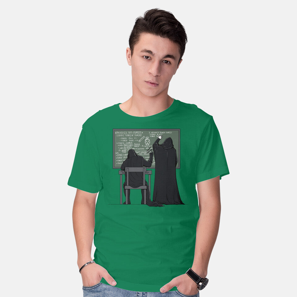 Model wearing green Force 101 – Sci-Fi Graphic T-Shirt