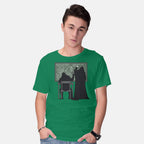 Model wearing green Force 101 – Sci-Fi Graphic T-Shirt