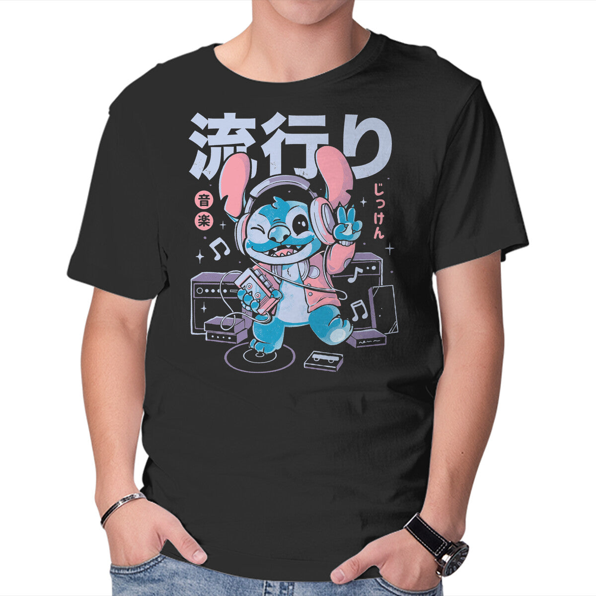 Experiment The Beat – Music Graphic T-Shirt in black, product display