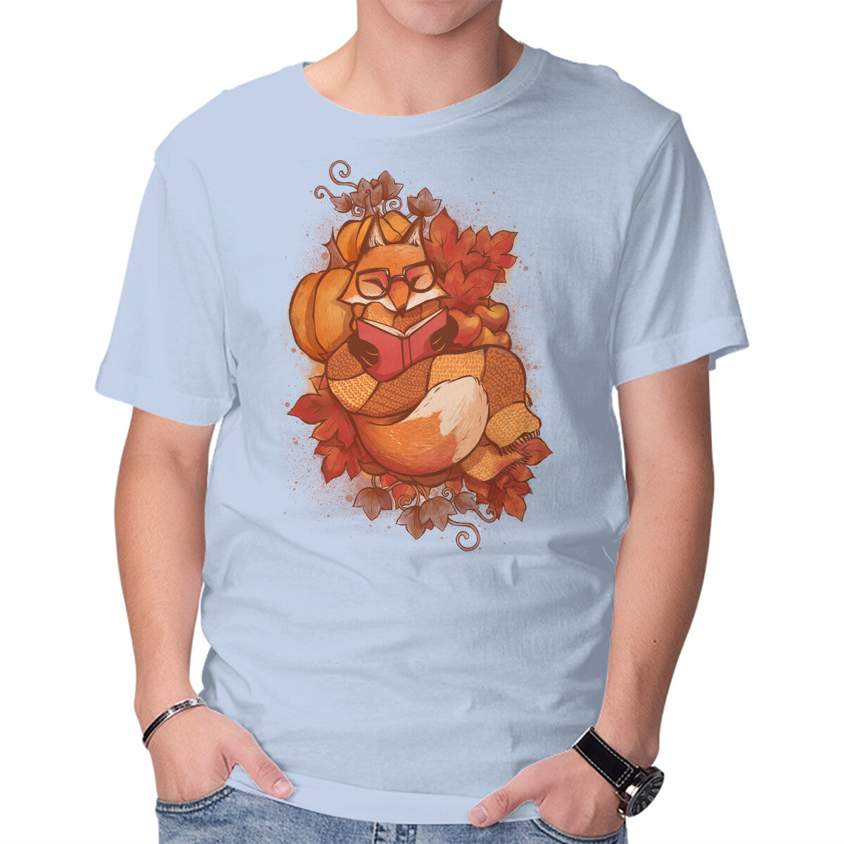 Autumn Reader – Animal Graphic T-Shirt in blue, product display