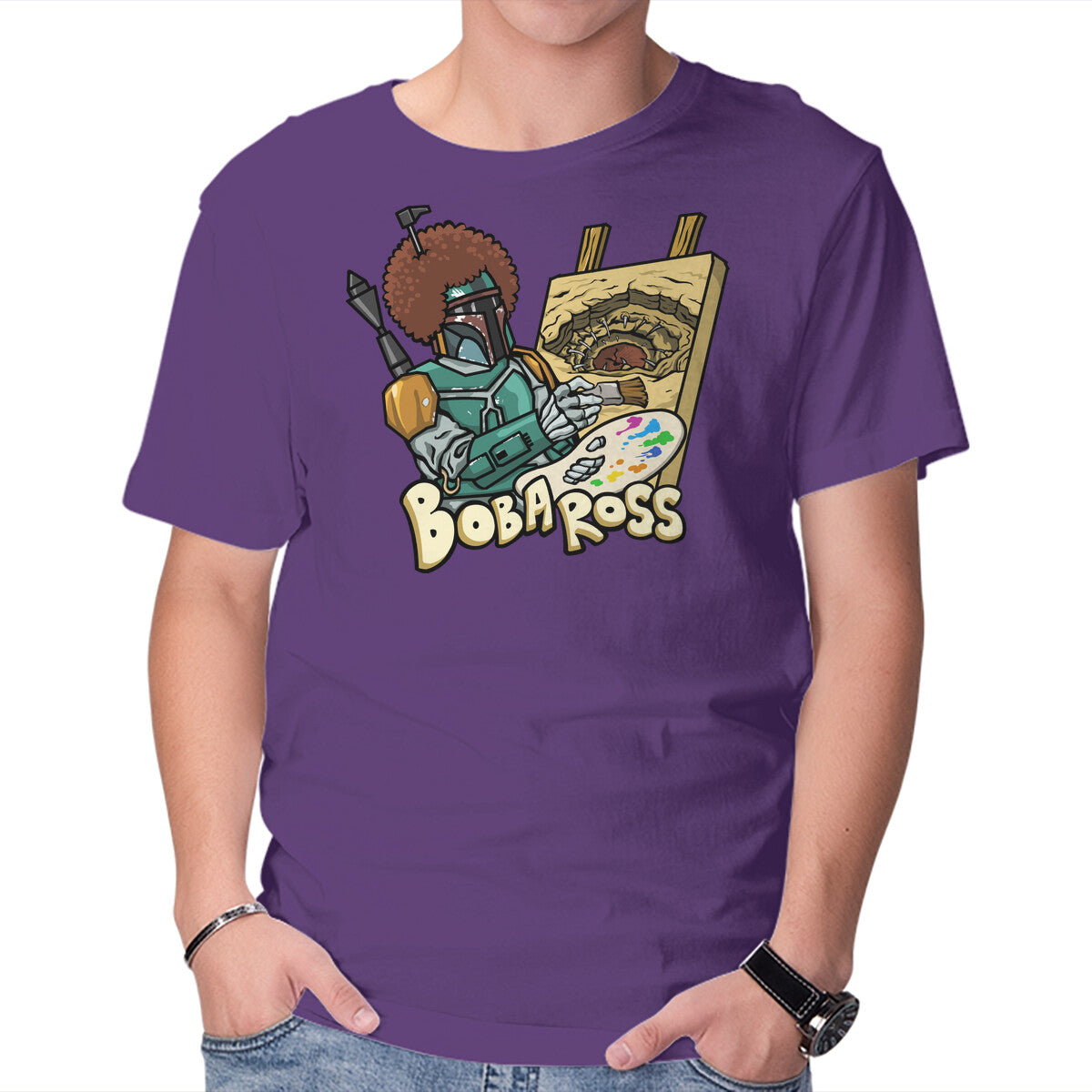 Bob-A-Ross – Sci-Fi Graphic T-Shirt in purple, product display