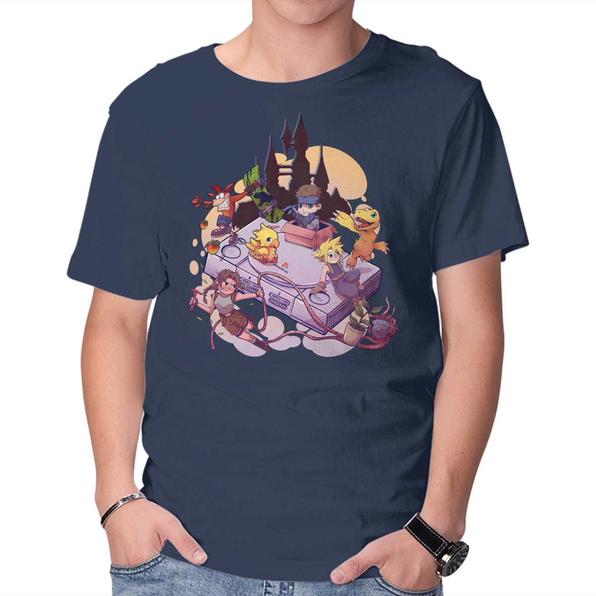 Nostalgic Players – Gaming Graphic T-Shirt in navy, product display