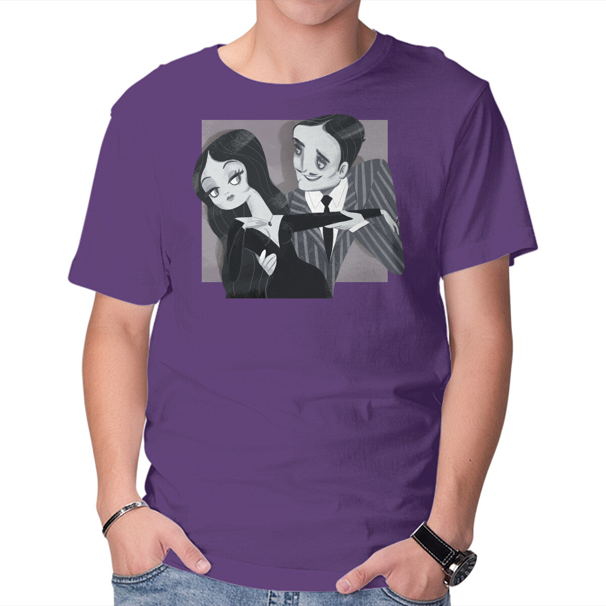 Black And White Love – Halloween Graphic T-Shirt in purple, product display