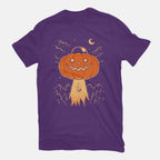 I Believe In Halloween – Halloween Graphic T-Shirt in purple, flat-lay product view