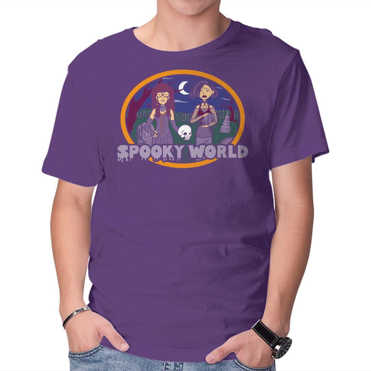 Spooky World – Halloween Graphic T-Shirt in purple, product display