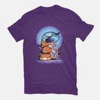 Primitive Pumpkins – Halloween Graphic T-Shirt in purple, flat-lay product view