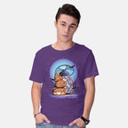 Model wearing purple Primitive Pumpkins – Halloween Graphic T-Shirt