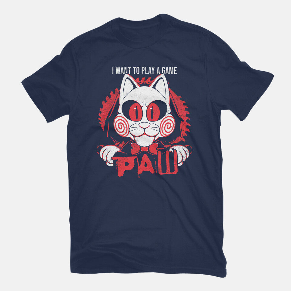 PAW – Cat Graphic T-Shirt in navy, flat-lay product view