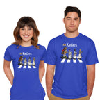 Model wearing royal blue The Knights – Music Graphic T-Shirt