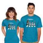 Model wearing turquoise The Knights – Music Graphic T-Shirt