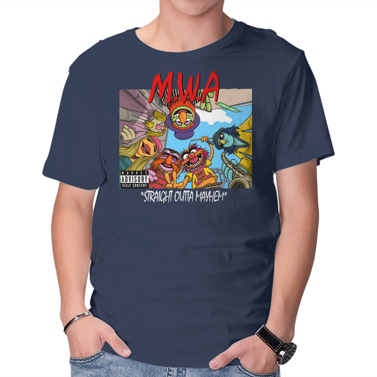 MWA – Music Graphic T-Shirt in navy, product display
