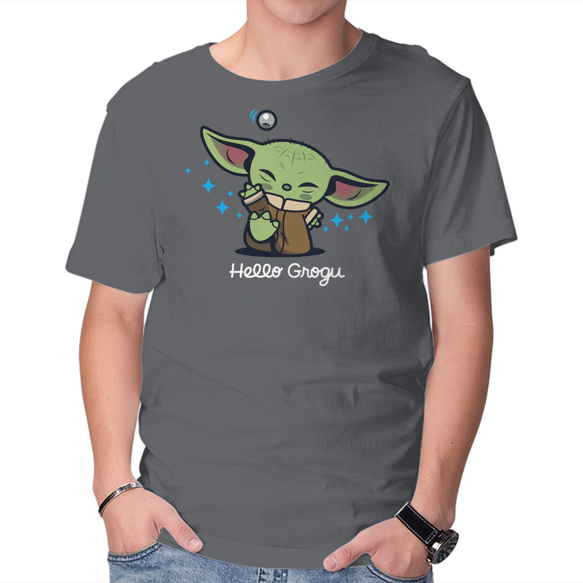 Hello Child – Sci-Fi Graphic T-Shirt in charcoal, product display
