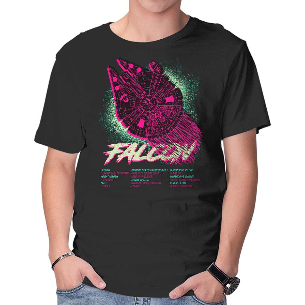 Falcon Technical Specs – Sci-Fi Graphic T-Shirt