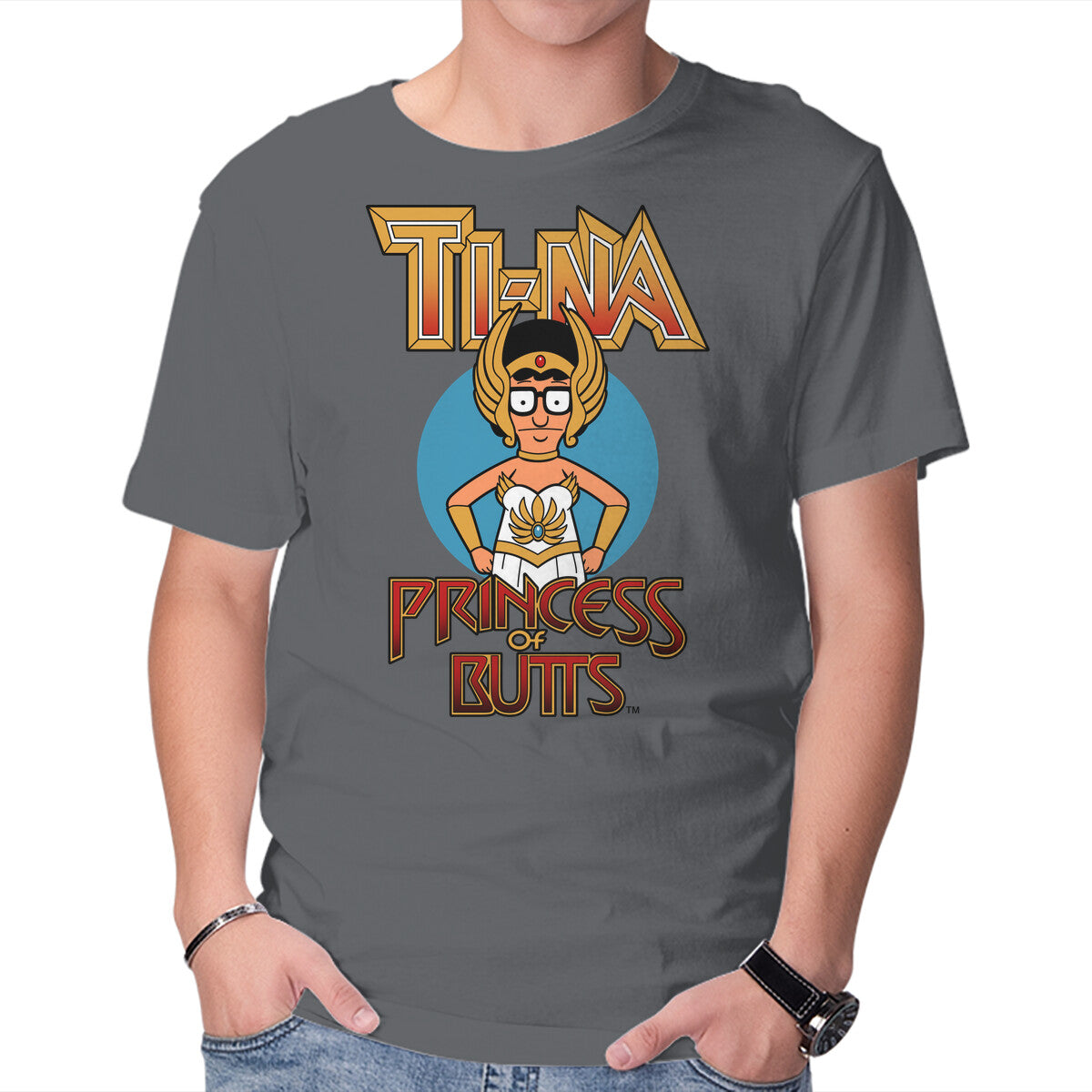 Princess Of Butts – Fantasy Graphic T-Shirt in charcoal, product display