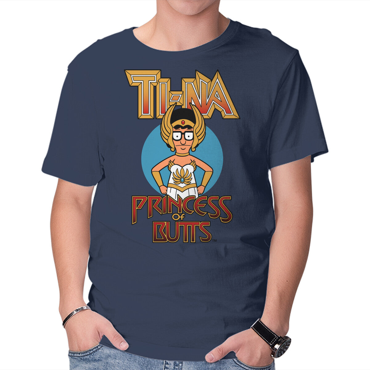 Princess Of Butts – Fantasy Graphic T-Shirt in navy, product display