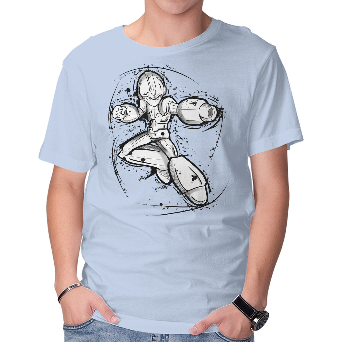 Mega Sketch – Gaming Graphic T-Shirt in blue, product display