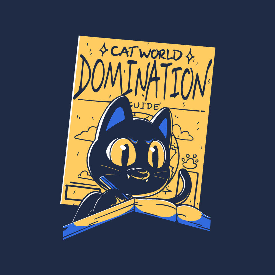 Cat Masterplan – Cat Graphic T-Shirt design artwork for navy graphic T-shirt