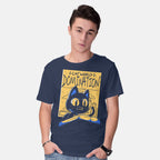 Model wearing navy Cat Masterplan – Cat Graphic T-Shirt