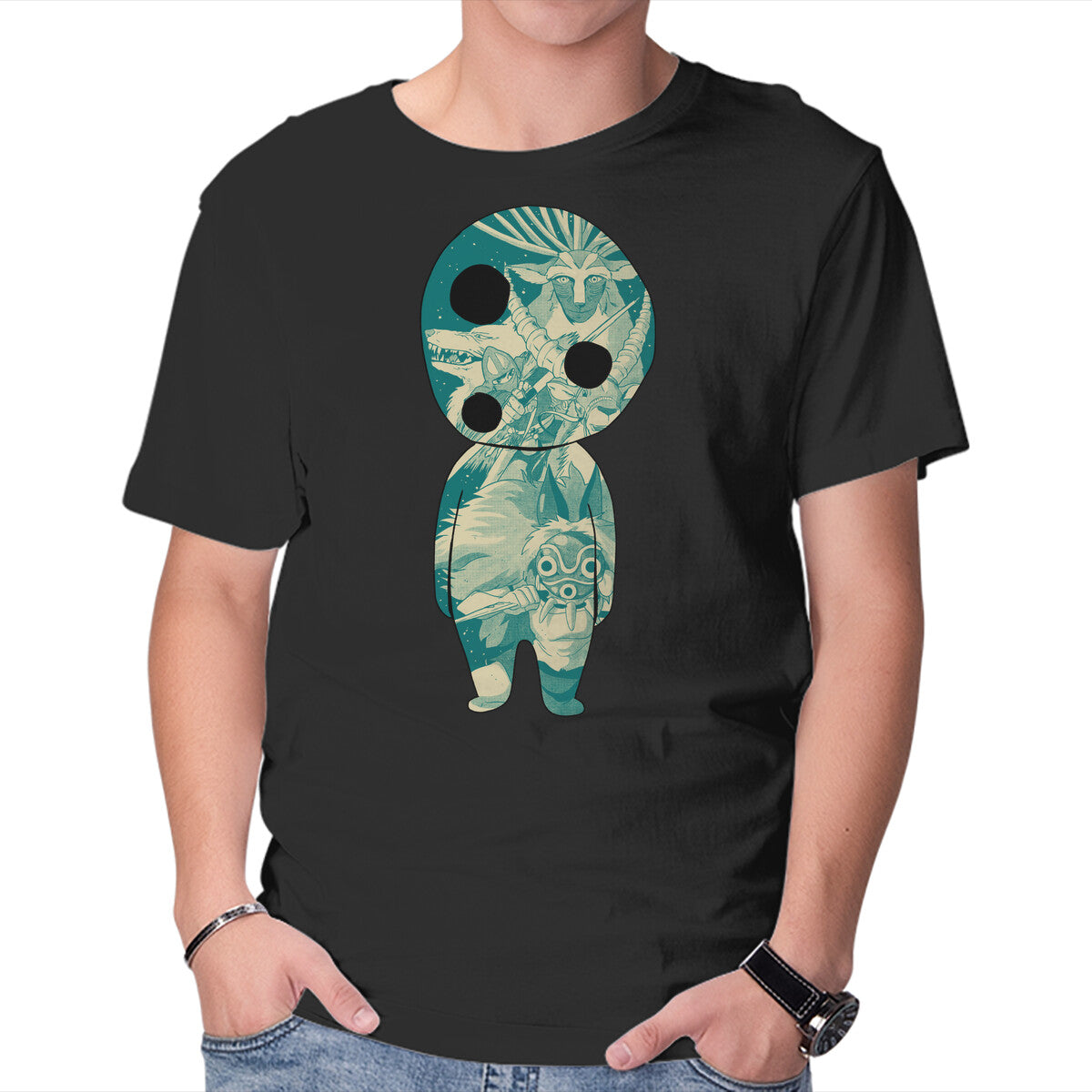 The Spirit Of The Forest – Anime Graphic T-Shirt in black, product display