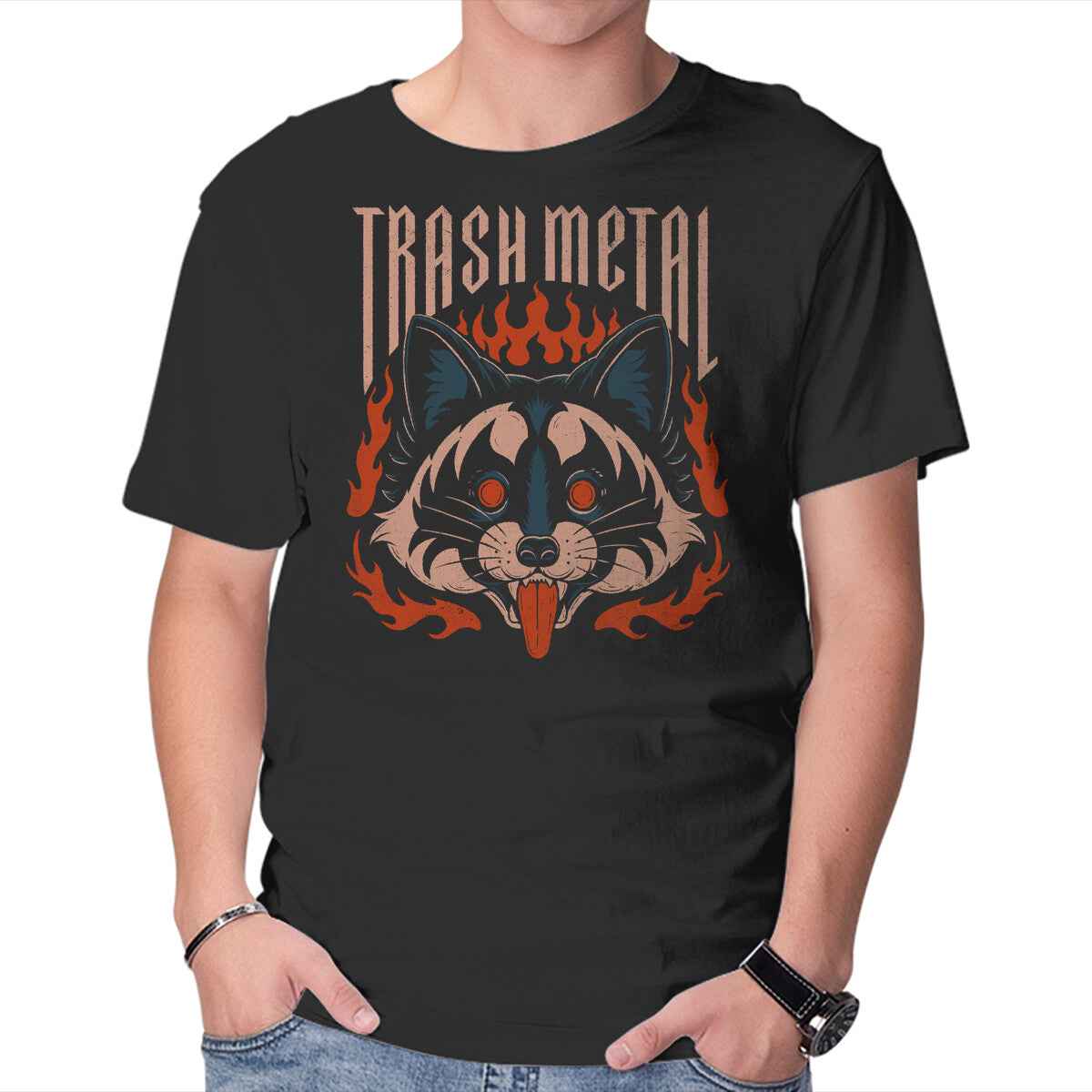 Trash Metal Raccoon – Horror Graphic T-Shirt