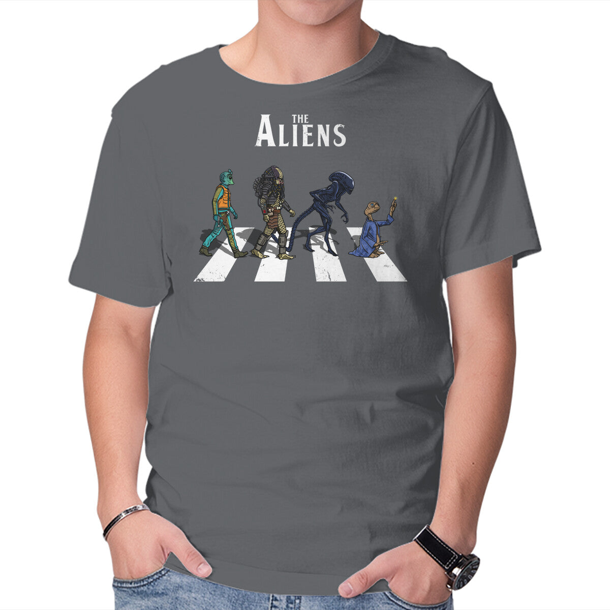 The Aliens – Sci-Fi Graphic T-Shirt in charcoal, product display