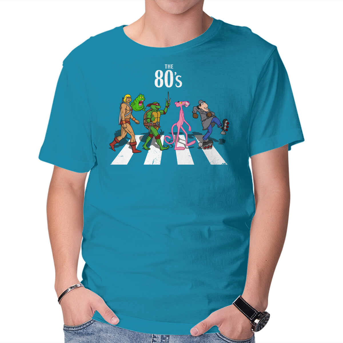 The 80s Graphic T-Shirt in turquoise, product display