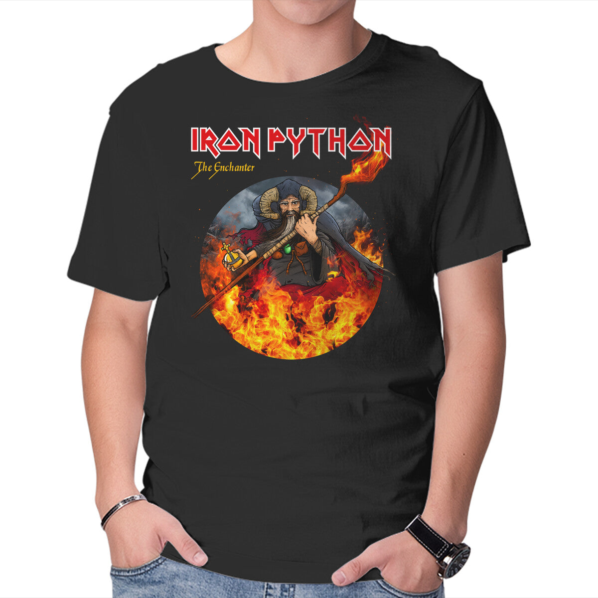 Iron Python – Music Graphic T-Shirt in black, product display