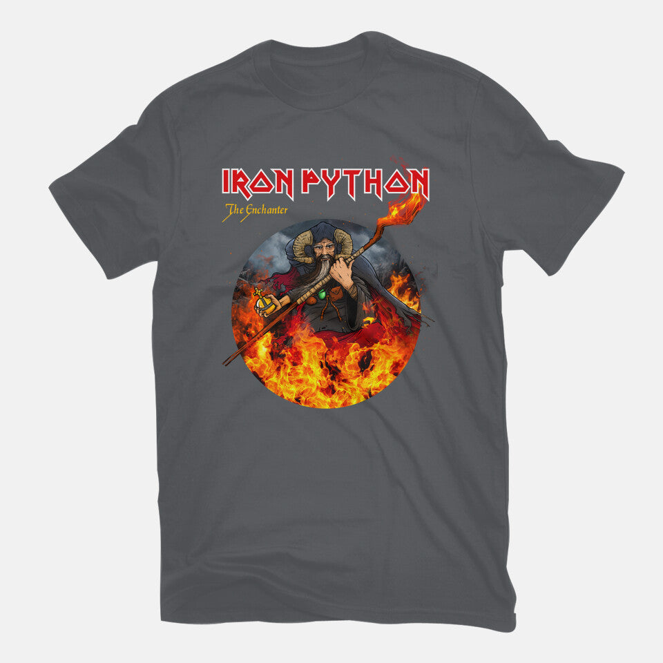 Iron Python – Music Graphic T-Shirt in charcoal, flat-lay product view