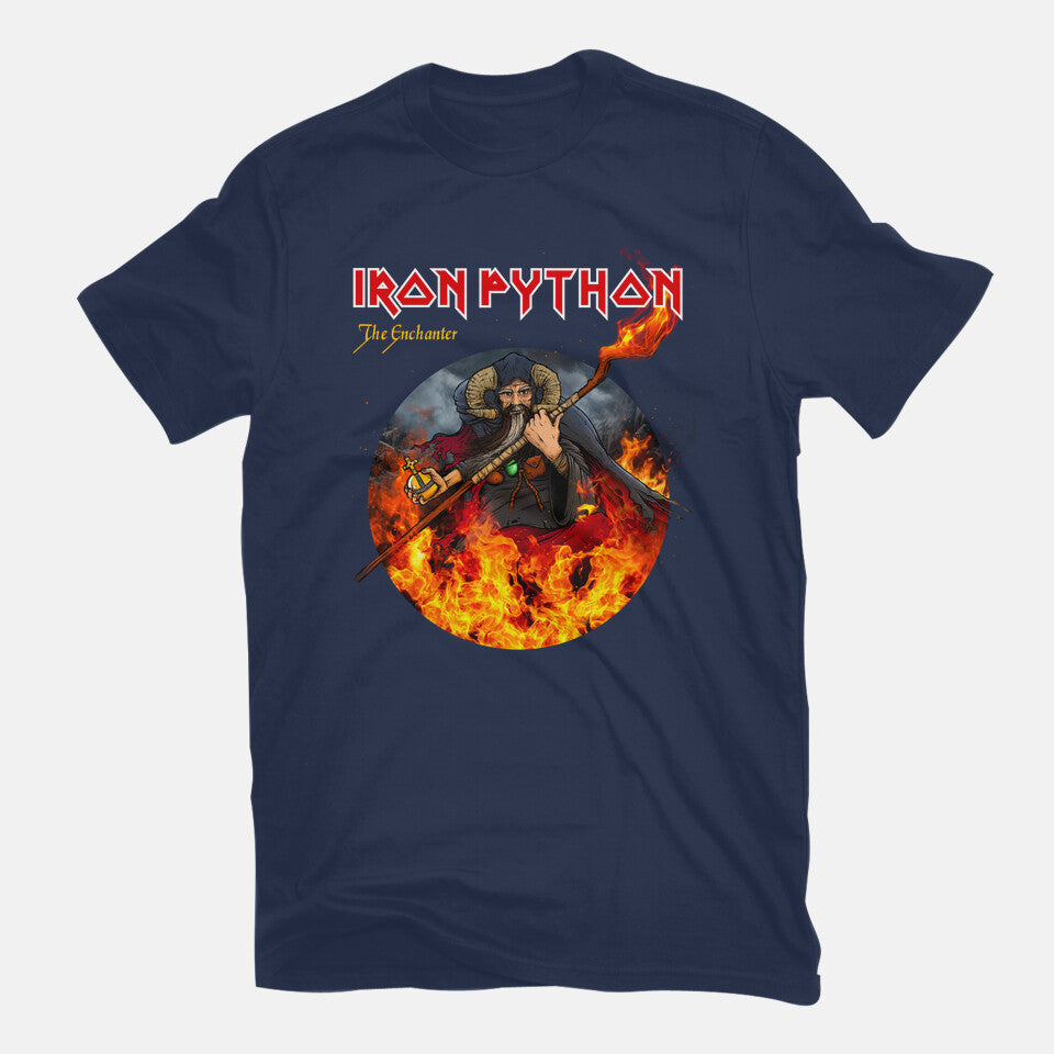 Iron Python – Music Graphic T-Shirt in navy, flat-lay product view