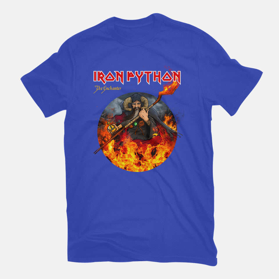 Iron Python – Music Graphic T-Shirt in royal blue, flat-lay product view