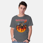 Model wearing charcoal Iron Python – Music Graphic T-Shirt