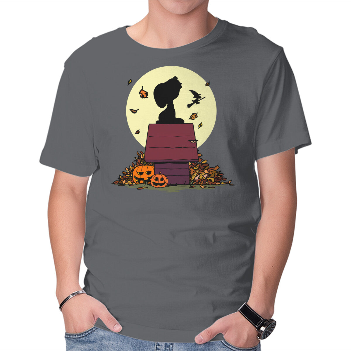 Halloween Vibes – Dog Graphic T-Shirt in charcoal, product display
