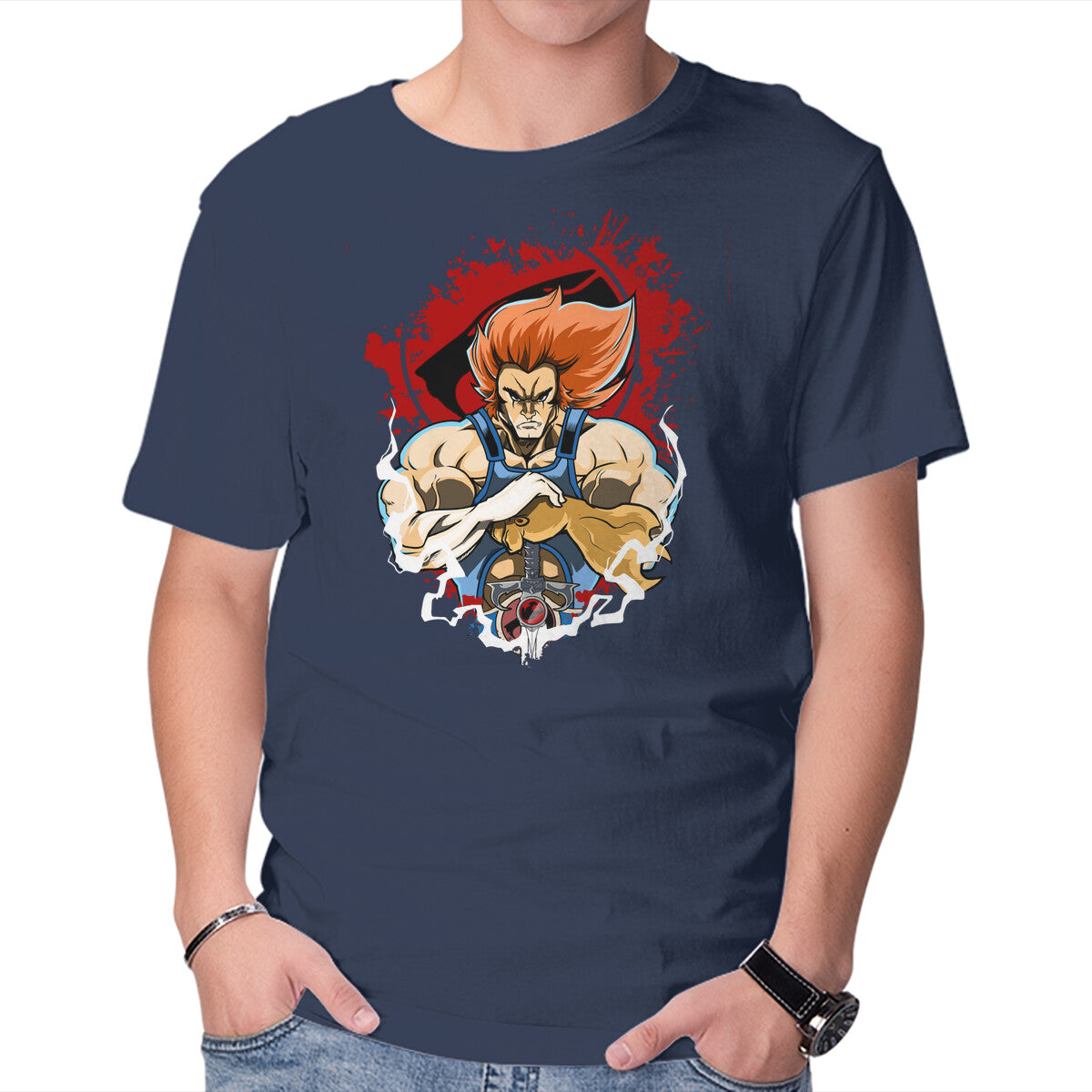 Lion-O The King – Fantasy Graphic T-Shirt in navy, product display