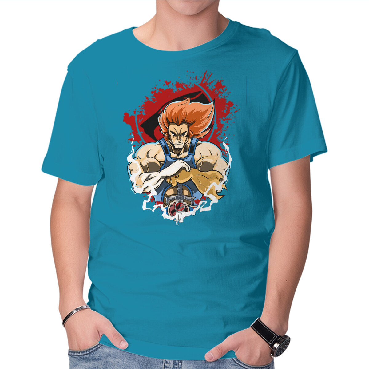 Lion-O The King – Fantasy Graphic T-Shirt in turquoise, product display