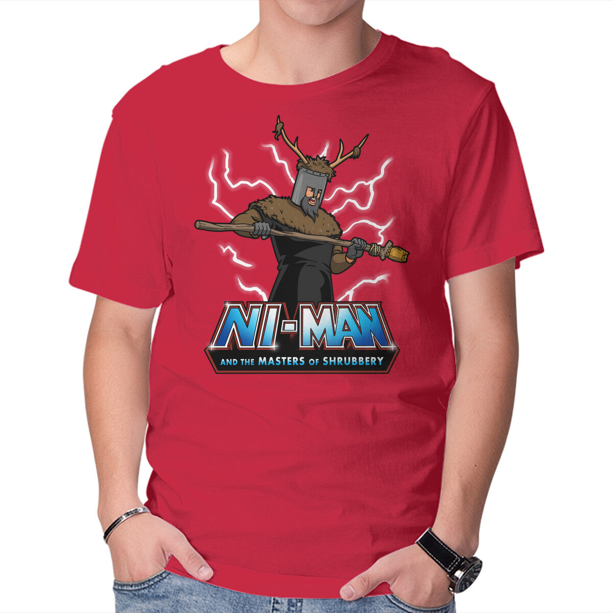 Masters Of Shrubbery – Fantasy Graphic T-Shirt in red, product display