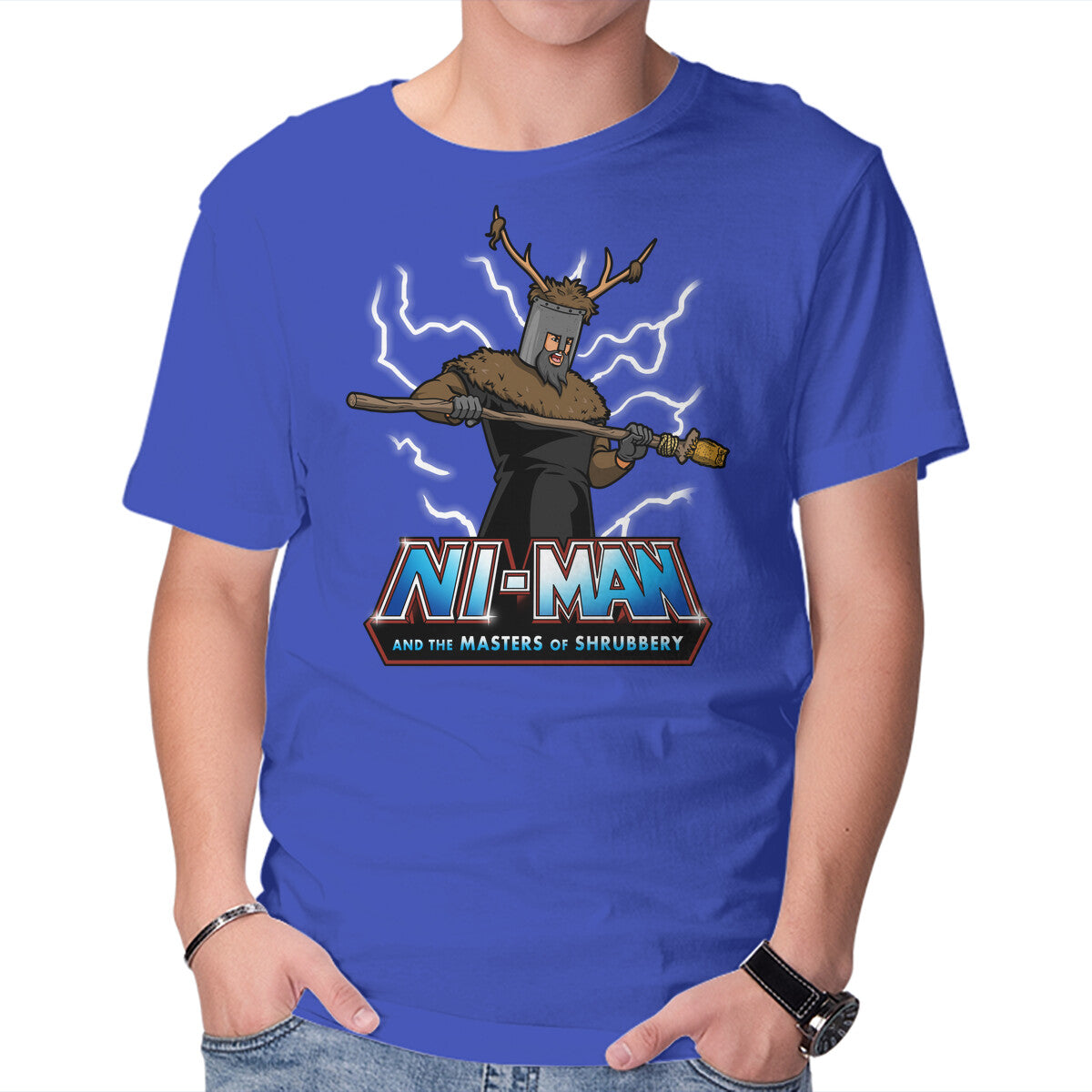 Masters Of Shrubbery – Fantasy Graphic T-Shirt in royal blue, product display