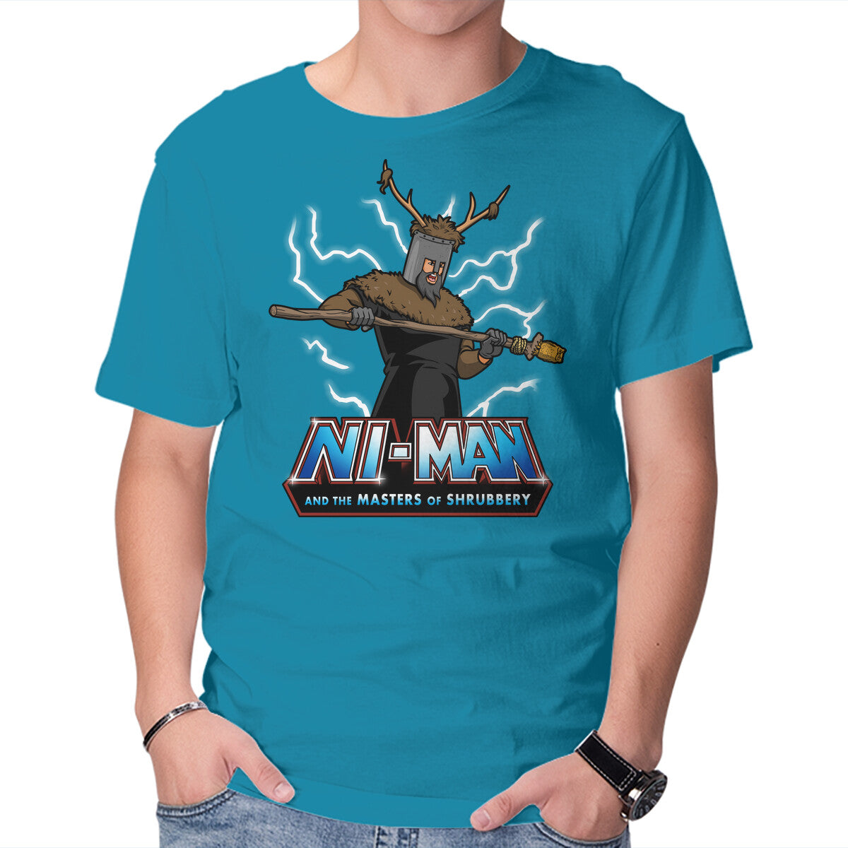 Masters Of Shrubbery – Fantasy Graphic T-Shirt in turquoise, product display