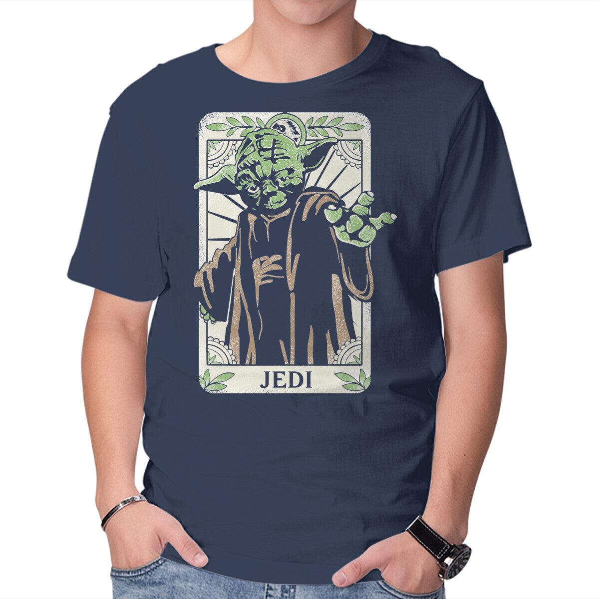 Jedi Tarot – Sci-Fi Graphic T-Shirt in navy, product display
