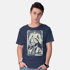Model wearing navy The Father – Sci-Fi Graphic T-Shirt