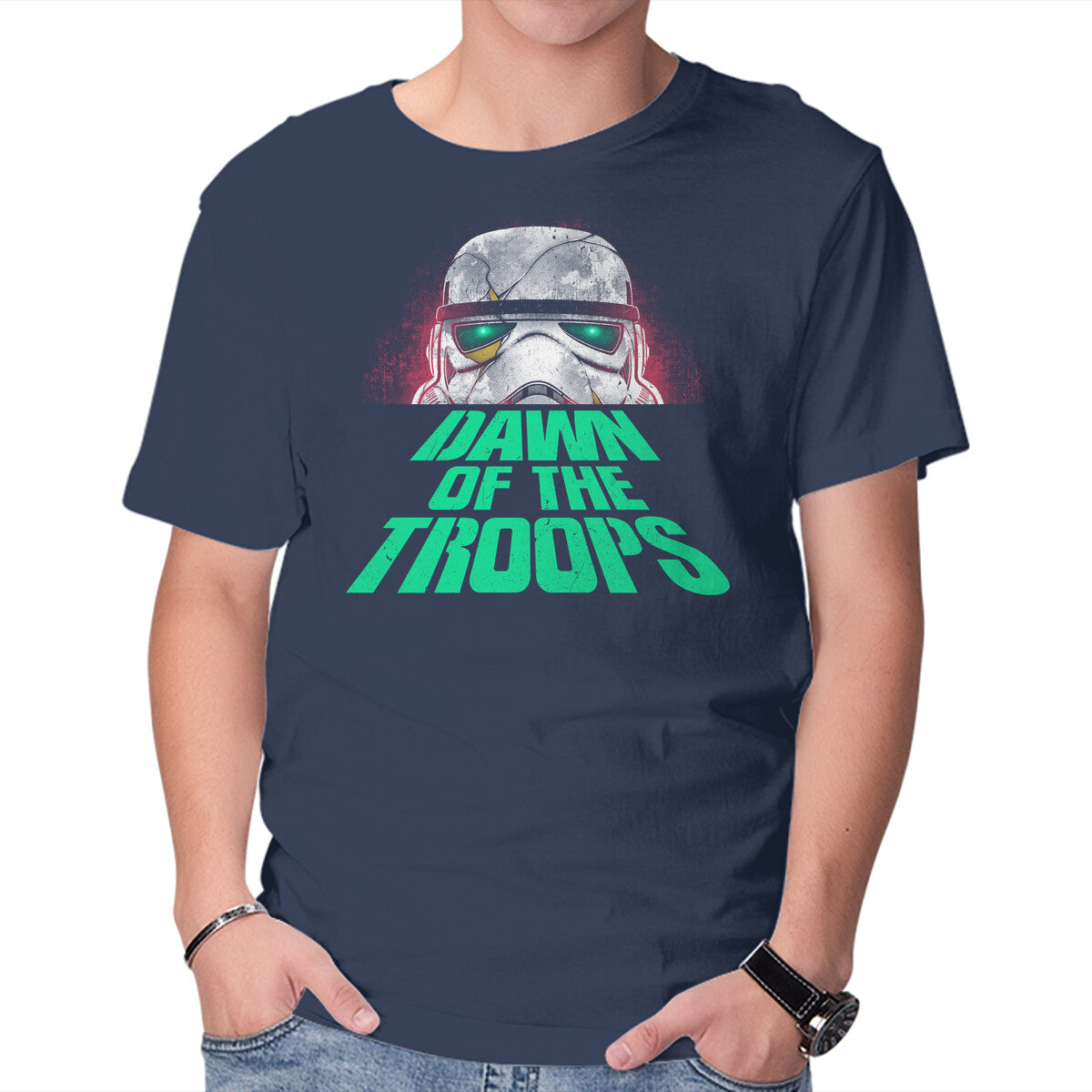 Dawn Of The Troops – Halloween Graphic T-Shirt in navy, product display