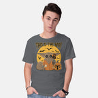 Model wearing charcoal Treat Is The Way – Halloween Graphic T-Shirt