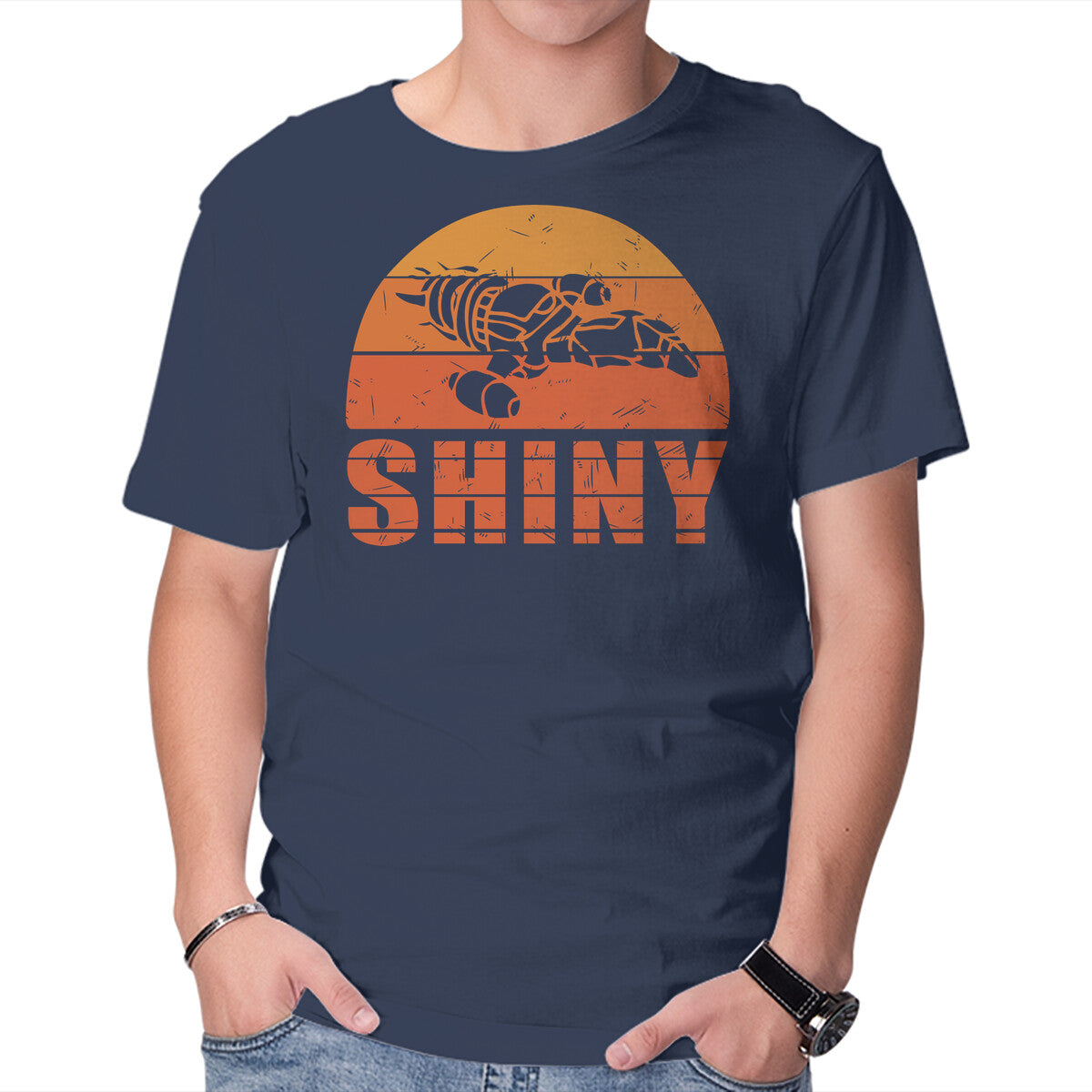 Vintage Shiny – Sci-Fi Graphic T-Shirt in navy, product display