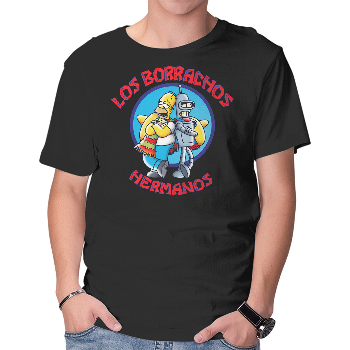 Los Borrachos Hermanos – Funny Graphic T-Shirt in black, product display