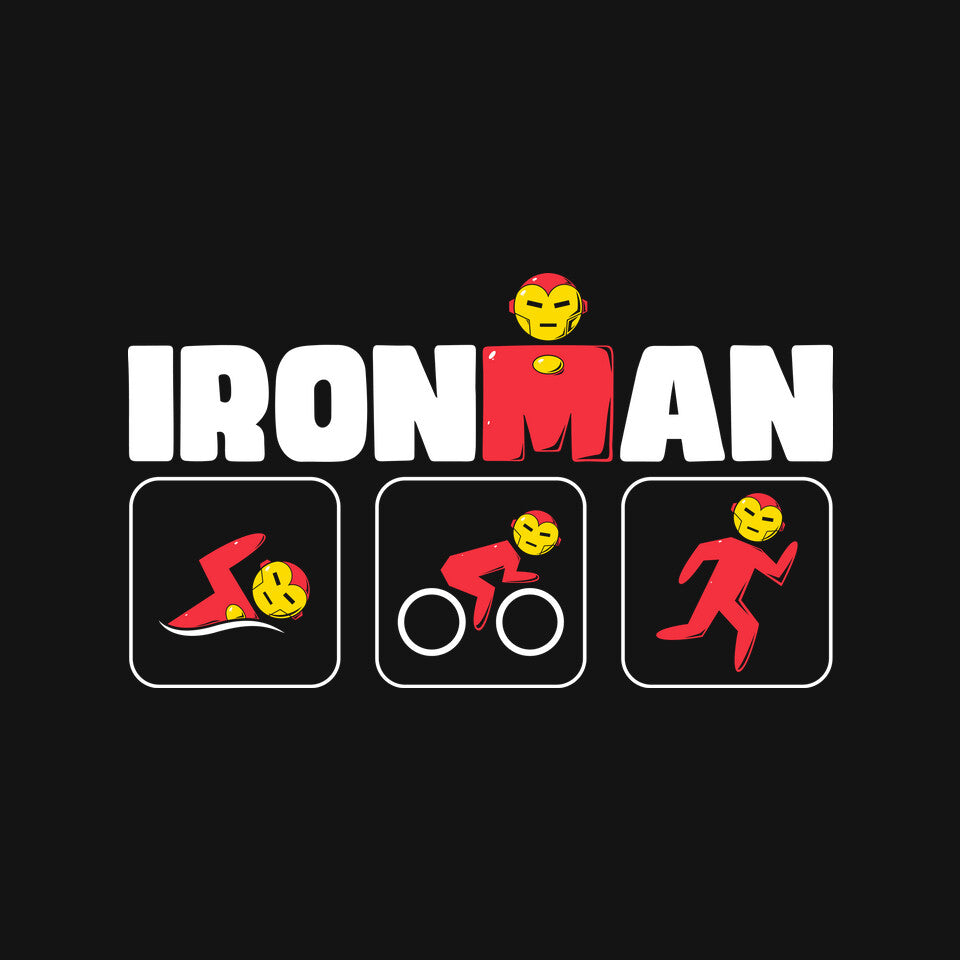 IronMan Triathlon – Movie Graphic T-Shirt design artwork for black graphic T-shirt
