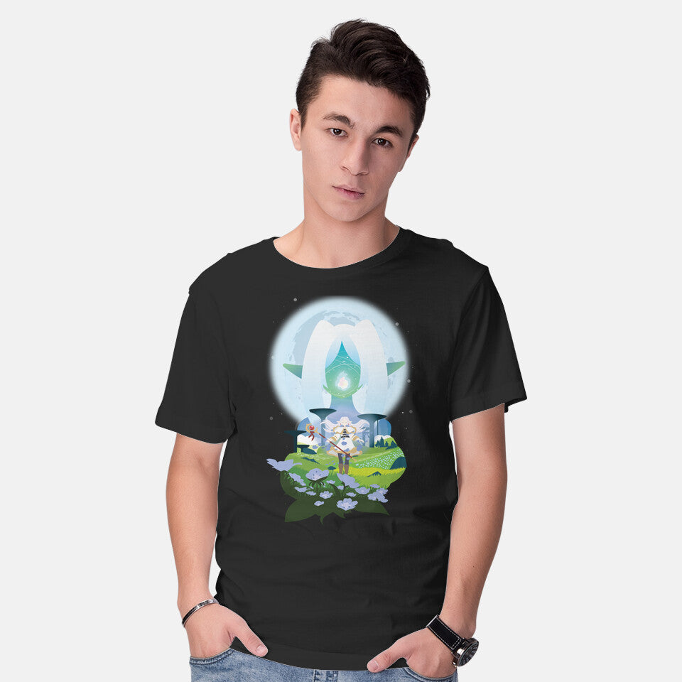 Model wearing black The Mage – Anime Graphic T-Shirt