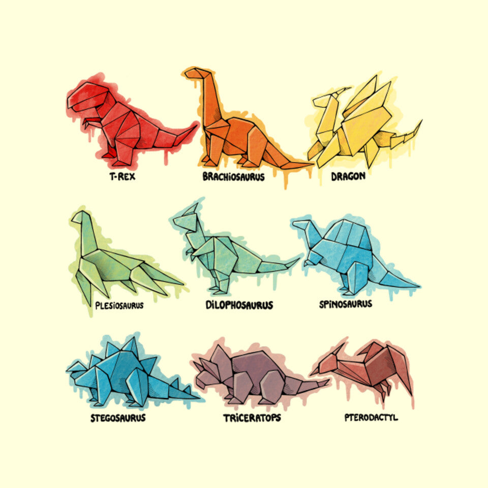 Origami Saurs – Dinosaur Graphic T-Shirt